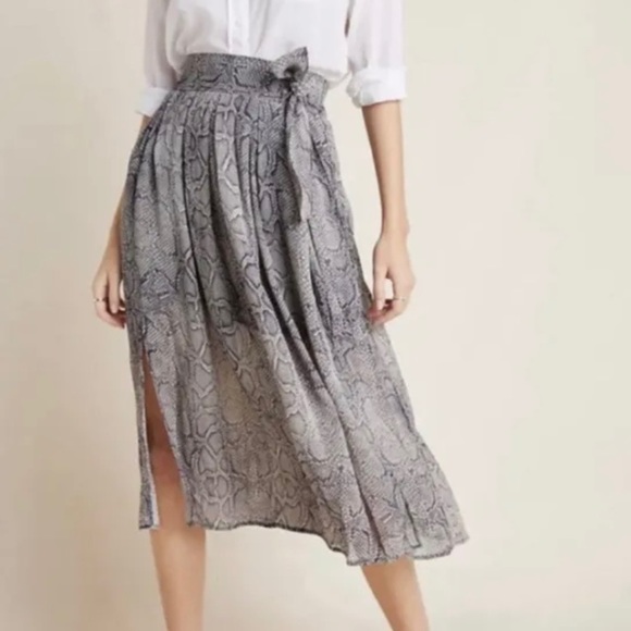 Maeve Dresses & Skirts - Maeve Anthropologie Annette Midi Side Slit Animal Snake Print Skirt Size 0
